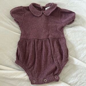 Kate Quinn Short Sleeve Peterpan Bubble Wide Rib 3-6 Months Mahogany Rose